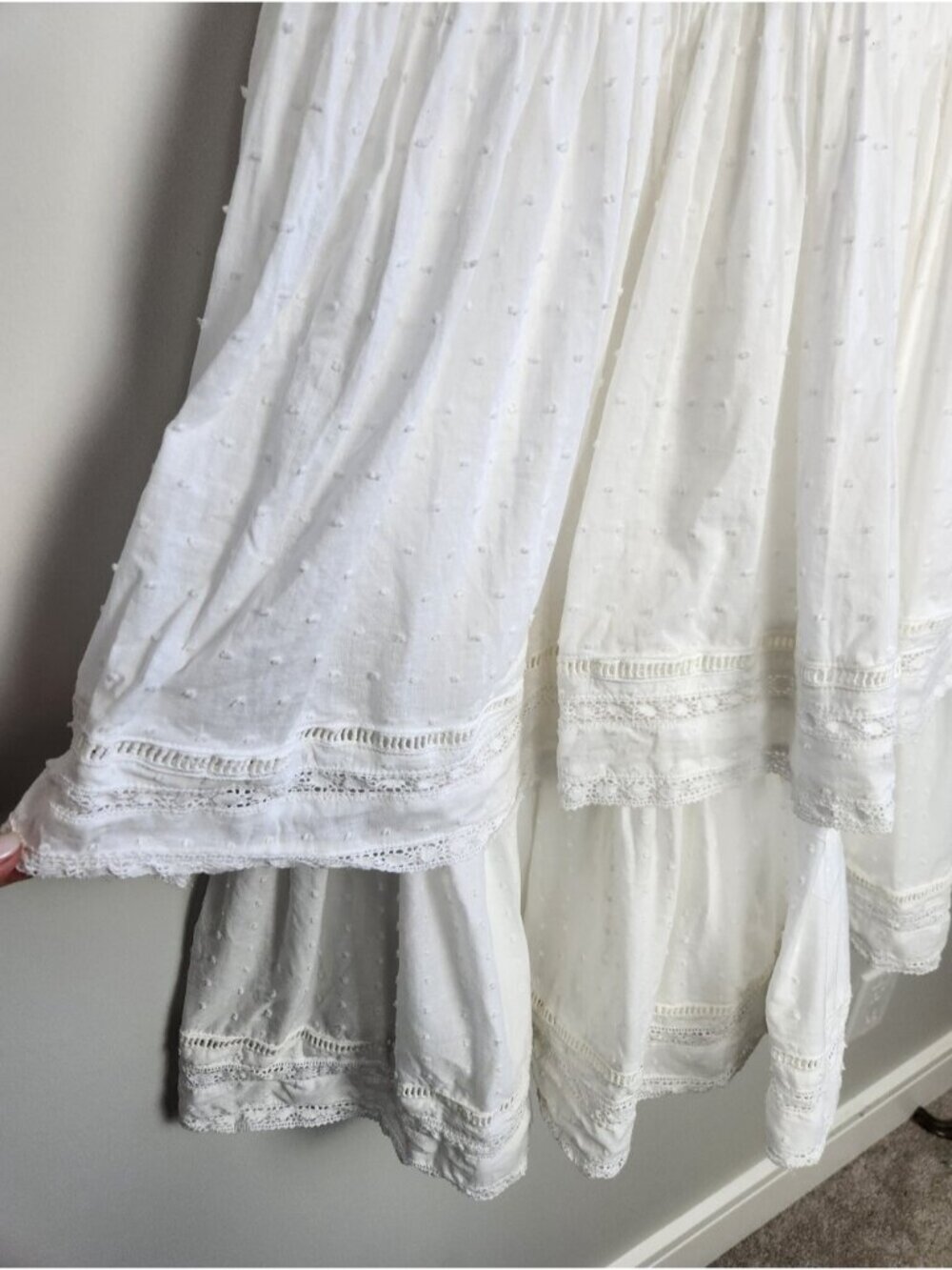 Rachel Parcell White Cotton Flutter Sleeve Tiered Dress Size 8 Milkmaid Coquette - Picture 5 of 13